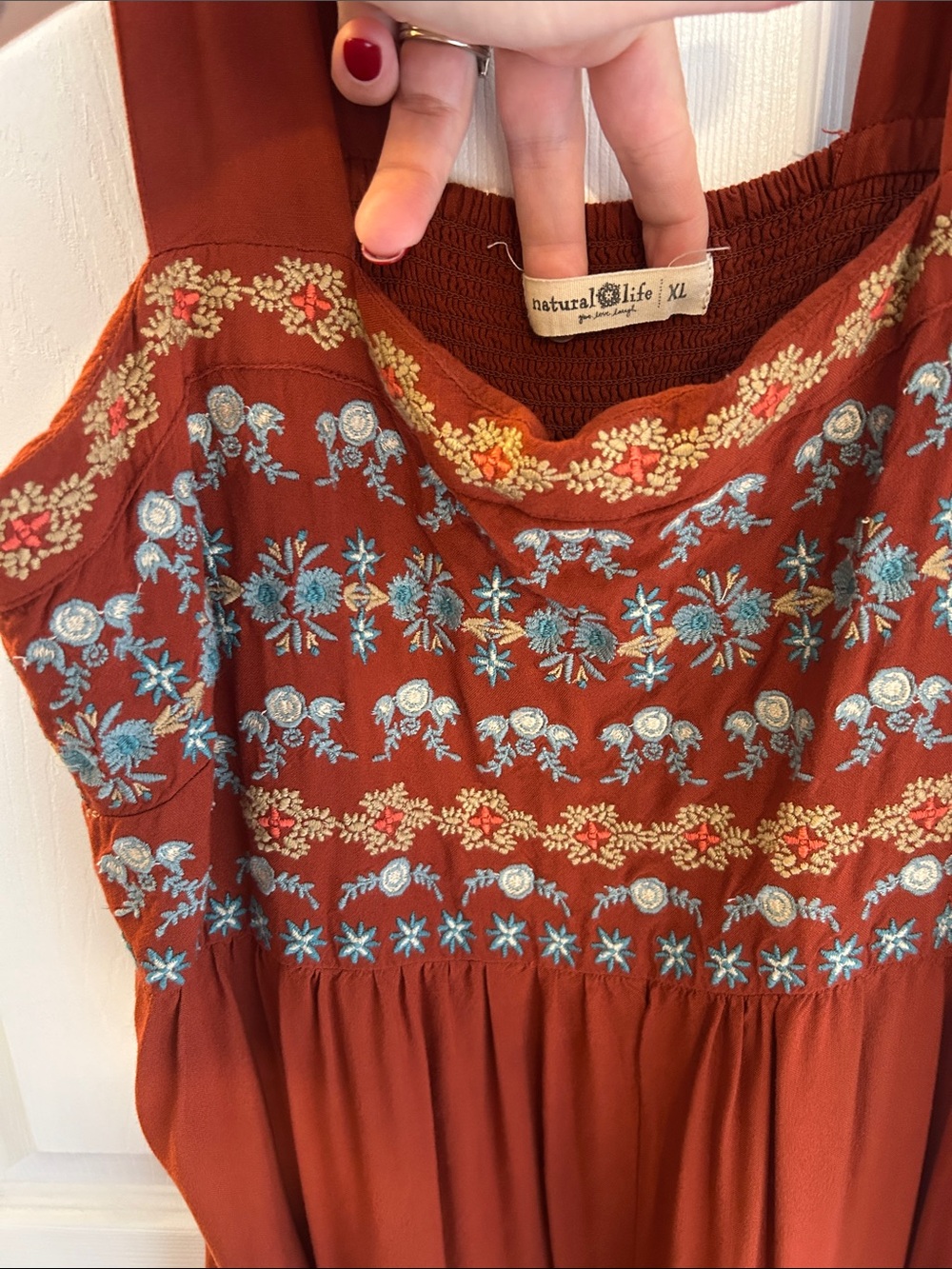 NATURAL LIFE Rust Embroidered Wide-Leg Jumpsuit - Picture 3 of 3